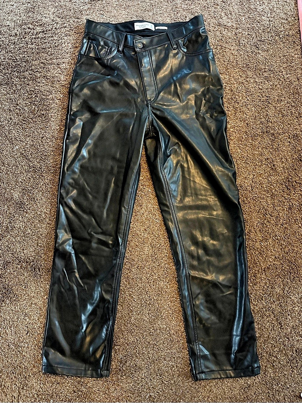 Abercrombie & Fitch Vegan Leather Ultra High Rise Skinny Pants Black Waist 30